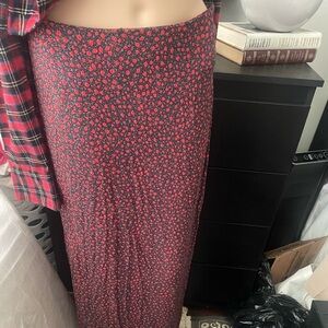 Zara red and Blue  Pencil Maxi Skirt with Ruched Detail